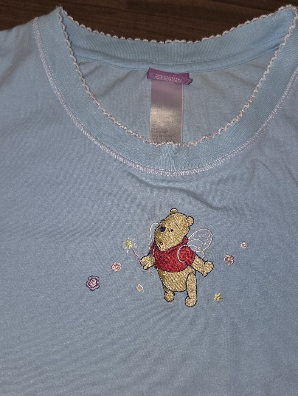 Vintage Y2K Disney Winnie The Pooh Fairy Sleep Shirt Size Large Blue